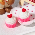 Mini cupcakes en résine avec cœur rose et blanc pour accessoires de coque DIY - Fond Rose Rouge Cœur Rouge