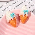 DIY Harz Eiskrem-Anhänger mit blauen Schleifen für Schmuck und Handyhüllen - Blau Rosa Weiß Schleife Eis