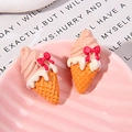 Rosa Eiswaffel-Harz-Anhänger für DIY Handyhüllen und Haarschmuck-Zubehörsets - Rosenrot Weiß Rosa Schleife Eis