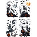 3D Halloween Fensterbilder mit Skeletten, Kürbissen und Fledermäusen für Partys - Skelett Kürbis Fledermaus Kombination (HT94075) / Große Größe Mehrteilig