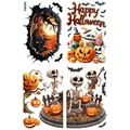 3D Halloween Fensterbilder Set mit Happy Halloween Schriftzug und gruseligen Kürbis Motiven - Halloween-Serie Set(HT94074)