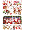 Pegatinas estáticas de Papá Noel y renos para decoración festiva de ventanas de Navidad - HT94078-30*45CMX4 Hojas En Bolsa