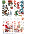 Pegatinas navideñas 3D de Papá Noel y muñeco de nieve para decoración de fiestas - 30x45cm 4 Hojas