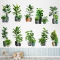 3D realistic potted plant wall stickers featuring monstera and fiddle leaf fig designs - Set Of 10 Potted Plants (KSXN-111L)