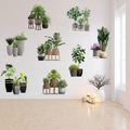 3D realistic tropical green plant wall stickers with palm leaves and cactus in pots - Set Of 8 Potted Plants (KSY-212)