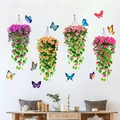 3D floral wall stickers with colorful roses and butterflies for home wall decor - Flower Basket Butterfly (KSG-59)