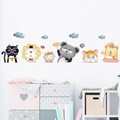 Stickers muraux animaux mignons avec chat, lion, singe et koala pour chambre enfant - Style animal mignon