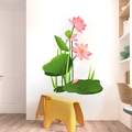 3D pink lotus flower and green leaf wall sticker for elegant home living room decor - Large Lotus Leaf (KSY-31)