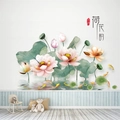 3D Lotus and Goldfish wall stickers with dragonflies and green leaves for living rooms - Nine Fish Lotus (KSG-31)