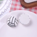 Breloque de volley-ball en résine 3D pour porte-clés DIY avec texture réaliste blanc et noir - Volleyball