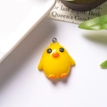 Miniature yellow resin chick charm with metal hook for DIY keychains and accessories - With Eye Screw / Pleading Chick