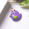 Cute purple bird charm with pink heart and green wings for DIY keychains and accessories - With Eye Screw / Light Purple Chick With Green Pocket