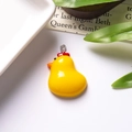 Mini yellow resin chick pendant charm with silver ring for DIY keychain jewelry - With Eye Screw / Chick Facing Left
