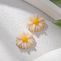 Colgante de margarita de resina de 12mm con pétalos blancos para joyería artesanal DIY - Marfil