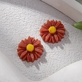 Amuletos de margaritas de resina en rojo oscuro y amarillo para bisutería artesanal - Naranja