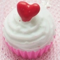 DIY cupcake resin charm with red heart and pink base for cream glue phone case - Rose Red Heart Style