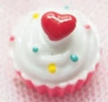 DIY resin heart cupcake charm with white cream and colorful polka dots on pink base - Rose Red Base Red Heart Polka Dot