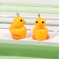 DIY yellow resin duck pendants with silver rings for jewelry and keychain crafts - No.2 Duck With Eyelet / Yellow