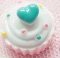 Pink heart cupcake resin charm with colorful sprinkles for DIY craft and phone case - Pink Base Blue Heart Polka Dot