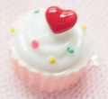 Pink heart cupcake resin charm for DIY phone case decoration with colorful sprinkles - Pink Base Red Heart Polka Dot