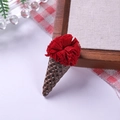 Accessoire cheveux cornet de glace en tissu rouge avec base gaufrée en résine - Glace à la Boule Rouge Vif