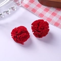 Paire de boules en dentelle mousseline rouge 2,5 cm pour accessoires cheveux et vêtements - Boule de Fleurs Rouge Vif