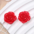 Zwei 19mm leuchtend rote Barock-Rosen-Anhänger aus Harz für DIY-Schmuckherstellung - 19mm / Rot