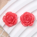 Paar 19mm Barock Rosa Harzrosen für DIY Schmuck und Haarschmuck Zubehör - 19mm / Rosenrot