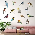 Set of 13 colorful realistic hand-painted bird wall stickers for nature home decor - 14 Magpies (KSY-58)