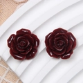 Dunkelrote Harzrosen-Ohrstecker im Barockstil für DIY-Schmuckzubehör und Basteln - 19mm / Burgunderrot