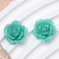 Minzgrüne Barock-Resin-Rosen mit glänzendem Finish für DIY-Ohrringe und Schmuckzubehör - 19mm / Babyblau
