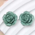Morandi grüne 19mm Harzrosenblüten-Stecker mit Vintage-Relief-Finish für DIY-Handwerk - 19mm / Hellbraun