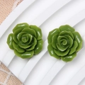 Olivgrüne 19 mm Barock-Rosenblüten aus Harz für DIY-Schmuck und Ohrringe - 19mm / Matcha-Grün