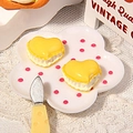 Miniature resin heart cake charms for DIY crafts in yellow dessert style with tiny plate - Yellow Heart