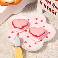 Pink heart resin cake charms with white ceramic tray for DIY crafts and hair accessories - Pink Heart