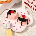 Pink resin heart cake miniatures for DIY ring making and phone case cream decoration - Pink Base Dark Brown Cream Style