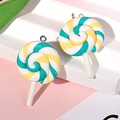 Ciondolo lecca-lecca in argilla a spirale verde e gialla con vite a occhiello per fai-da-te - Con Vite ad Occhiello / Verde Giallo