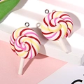 Ciondolo lecca-lecca con trama a spirale rosa, rossa e gialla e anello in metallo - Con Vite ad Occhiello / Viola e Giallo
