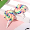Set di due ciondoli a lecca-lecca a spirale colorati in argilla con anelli d'argento - Con Vite ad Occhiello / Motivo Multicolore 2