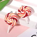 Ciondolo lecca-lecca in argilla a spirale rossa e arancione per portachiavi fai da te - Con Vite ad Occhiello / Rosso Arancio