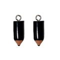 Pair of black pencil resin pendants with silver eyelet hooks for DIY jewelry crafting - With Eye Screw Pendant / Black