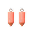 DIY colorful pencil charms in coral resin with silver eyelet hooks for jewelry - With Eye Screw Pendant / Pink