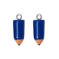 Dark blue resin pencil pendants with silver metal rings for DIY jewelry and crafts - With Eye Screw Pendant / Blue
