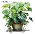 Self-adhesive wall sticker featuring a lush Monstera plant in a brown pot, model KSA33-C - Green Plant Potted Style C (KSA33-C)