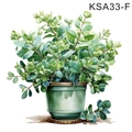 Adesivo murale pianta verde KSA33-F con design a foglie su base in legno chic - Stile F Pianta Verde in Vaso (KSA33-F)