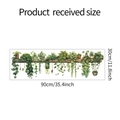 Self-adhesive wall sticker featuring hanging potted plants, size 90x30cm for home decor - J-70 Hanging Plant Wood Stump (30*90CM)