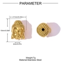Golden buddha head charm in stainless steel with 15mm height for DIY jewelry making - Stainless Steel Buddha Head Large Hole Style (YH1355)