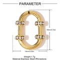 Golden stainless steel oval pendant with rhinestones measuring 19mm by 14mm - Double Row Rhinestone Oval (YH1424)