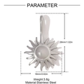 Polished stainless steel sun pendant with white bead inlay and size parameter display - Sun Style (YH1468)