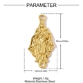 Ciondolo religioso in acciaio inossidabile dorato con dimensioni e specifiche - Stile Ritratto in Rilievo Vintage (YH1479)